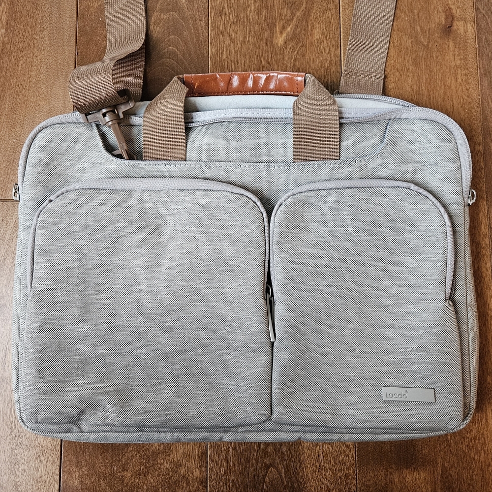 Lacdo grey laptop/tablet protective bag with shoulder strap bag